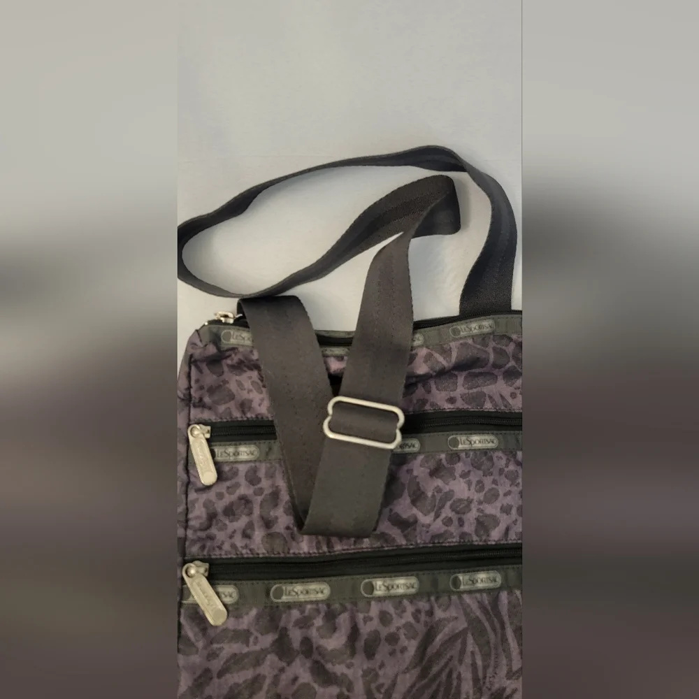 LeSportSac Purple & Black Animal Print Crossbody Bag - Picture 12 of 12
